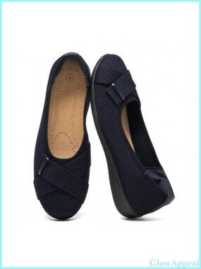 Womens Slip On Sneakers Comfortable Knit Mesh Flat Shoes Buckle Accent